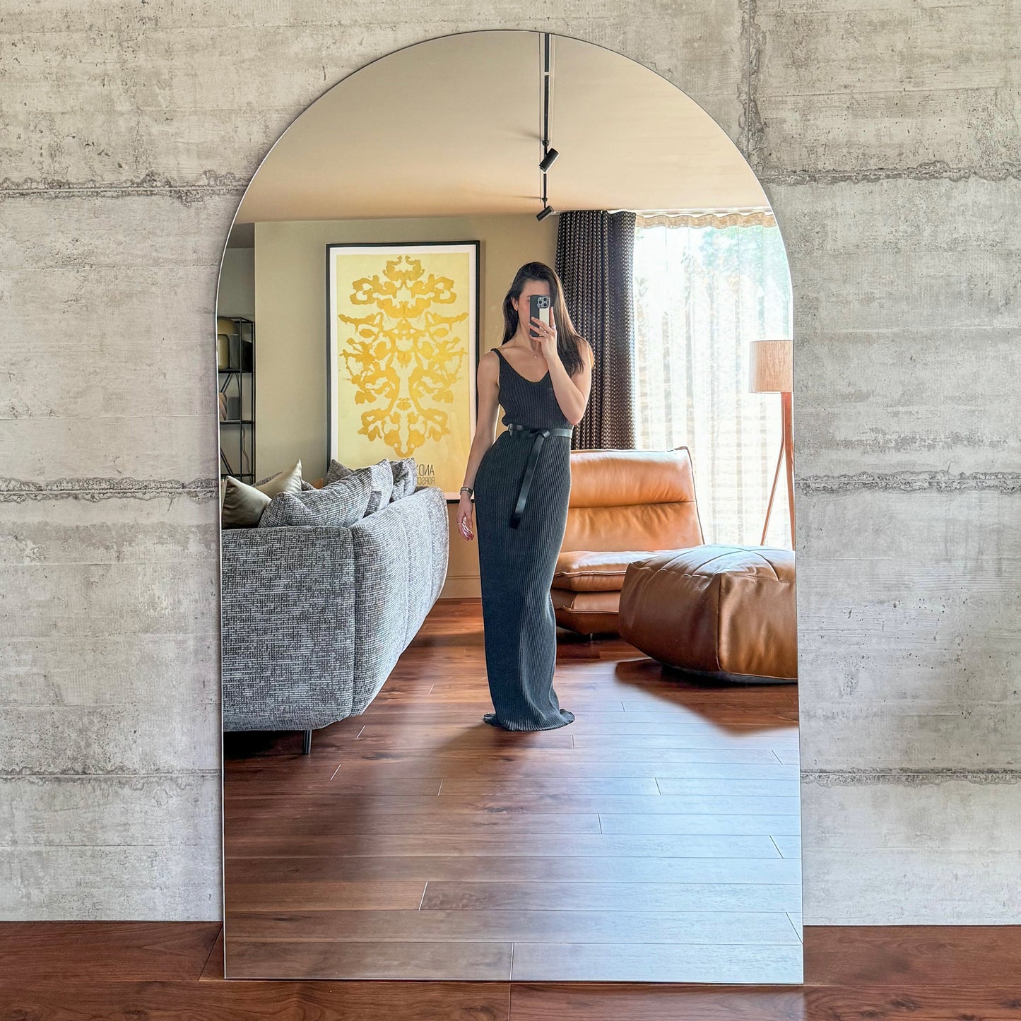 Edge - Miroir sans cadre extra large en arc, pleine longueur 179cm x 110cm