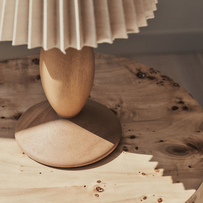 Elba - Lampe de Table avec Abat-Jour Plissé Bois Chaud