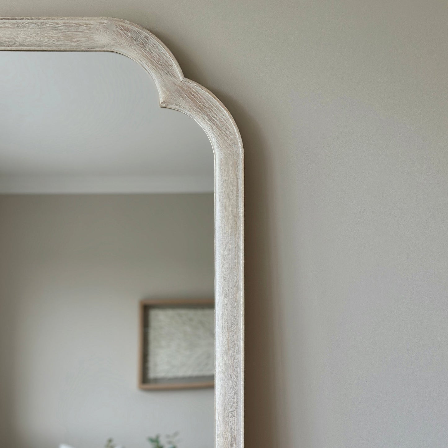 Elena - Miroir Arqué en Bois Blanchi Pleine Longueur 170cm x 75cm