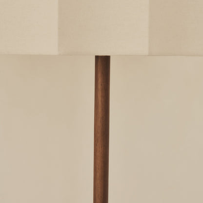 Esme - Lampadaire à abat-jour en bois foncé à motif coquille inversée