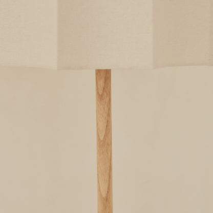 Esme - Lampadaire à abat-jour en bois clair à festons inversés