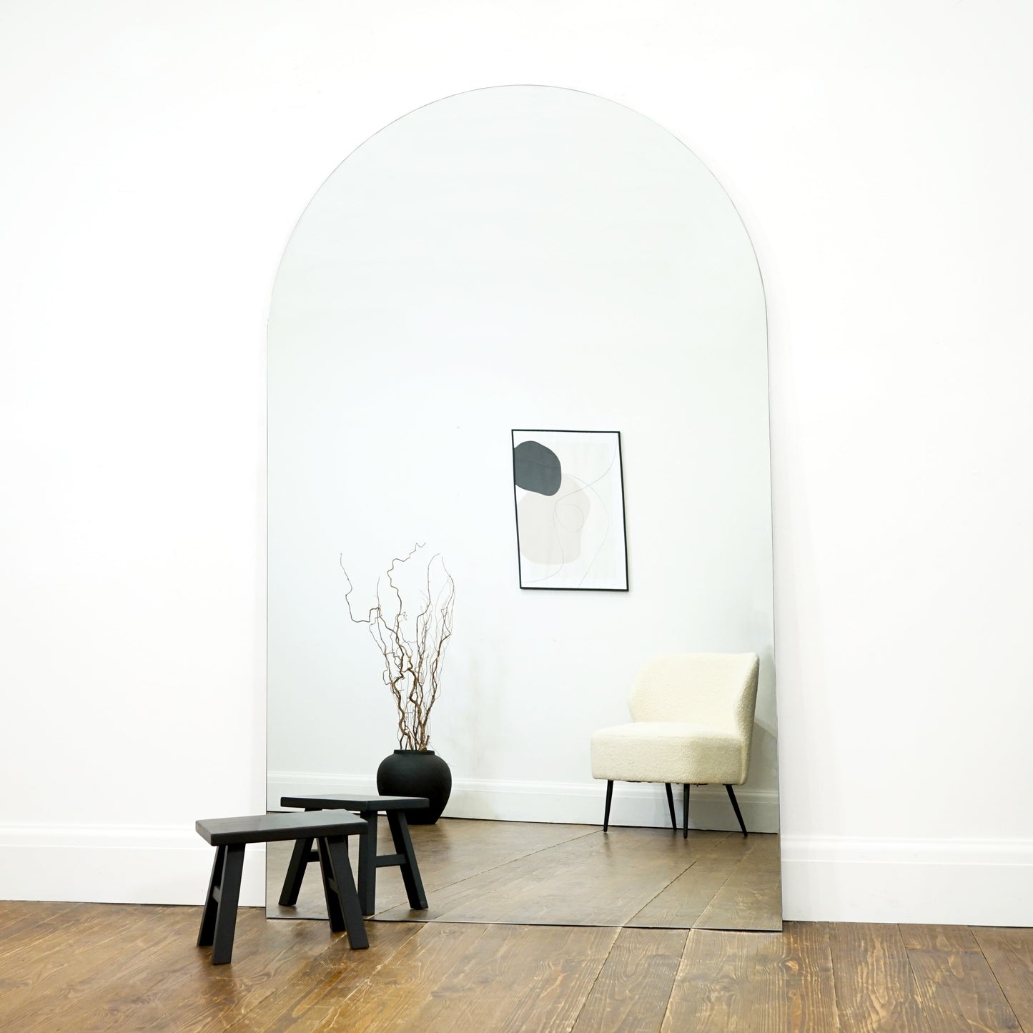 Edge - Miroir sans cadre extra large en arc, pleine longueur 179cm x 110cm