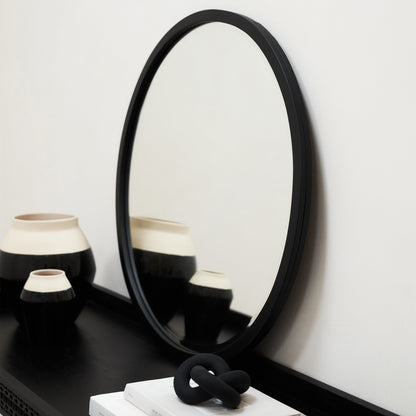 Higgins - Miroir Mural Rond Moderne en Métal Noir 60cm x 60cm