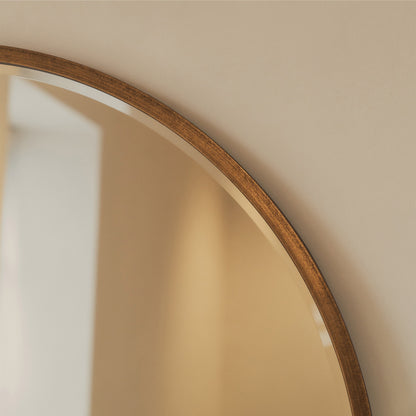 Higgins - Miroir Mural Rond Moderne en Métal Doré 100cm x 100cm