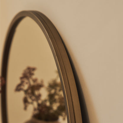 Higgins - Miroir Mural Rond Moderne en Métal Doré 60cm x 60cm