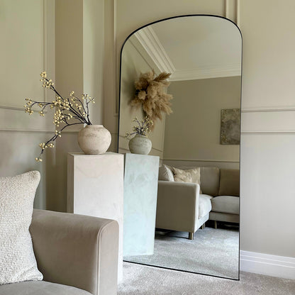 Aria - Miroir Métallique Noir Grand Format 180cm x 90cm Pleine Longueur