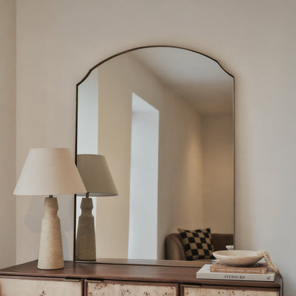 Isla - Miroir Mural Surmontant en Métal Doré Arqué 120cm x 90cm