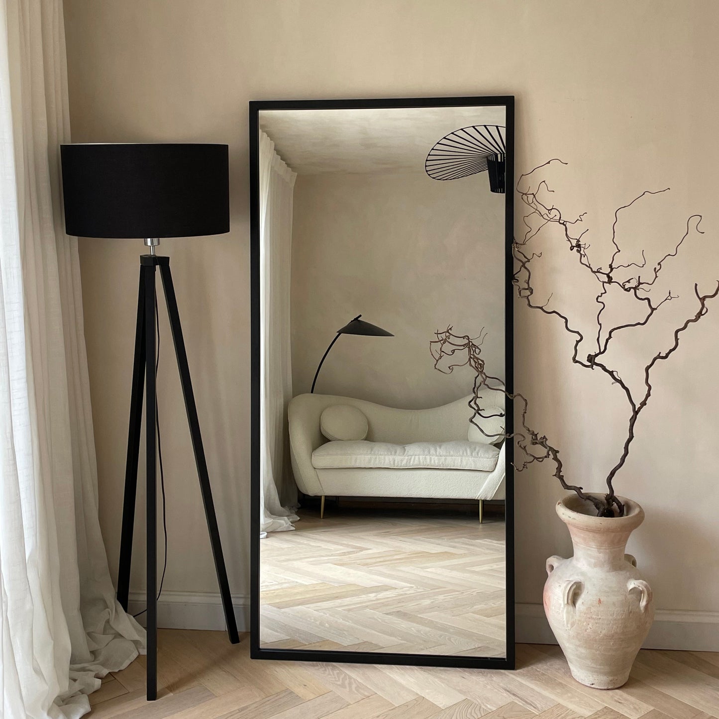 Islington - Miroir Industriel Métallique Noir Pleine Longueur 170cm x 80cm