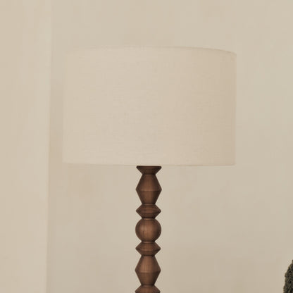 Ivy - Lampe de table à abat-jour tambour en bois foncé