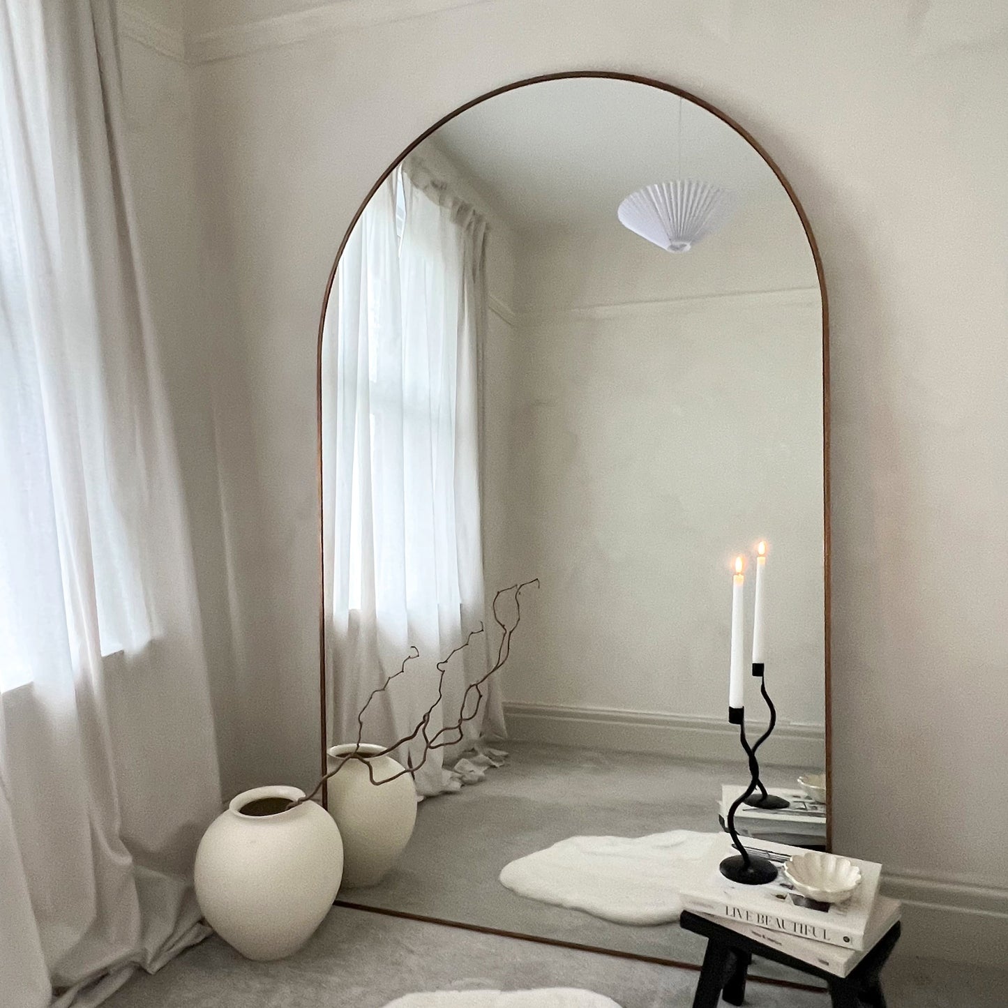 Liberty - Miroir Métallique Arqué Pleine Longueur 180cm x 110cm Or
