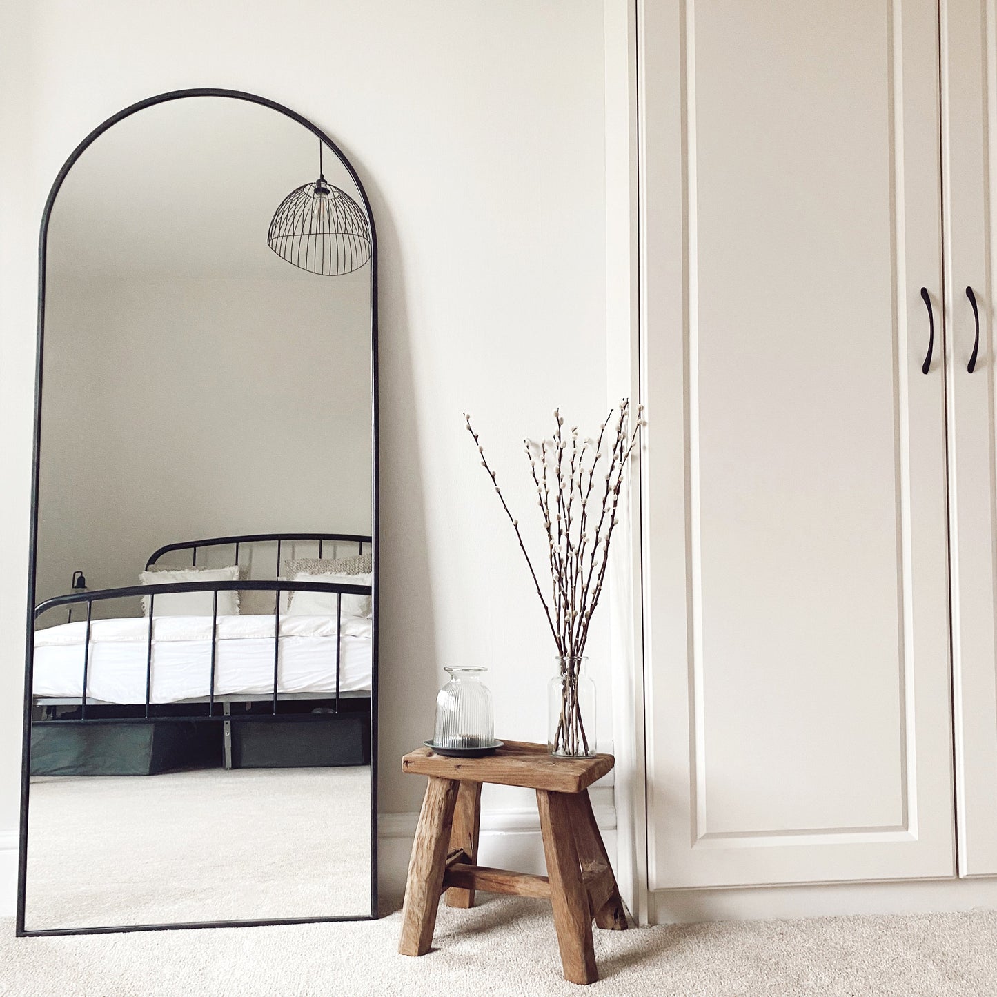 Liberty - Miroir Métallique Noir Arqué Grand Format 160cm x 60cm