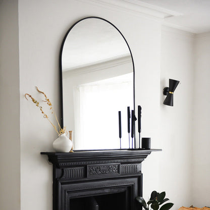 Liberty - Miroir de Cheminée Métallique Arqué Noir 120cm x 90cm