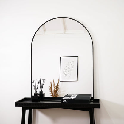 Liberty - Miroir de Cheminée Métallique Arqué Noir 120cm x 90cm