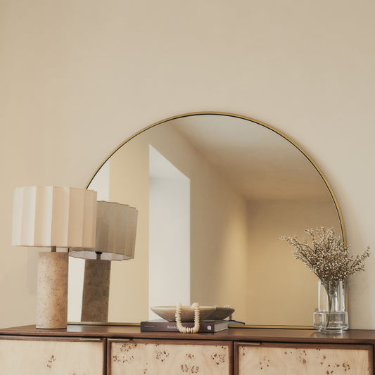 Liberty - Miroir de Cheminée Arqué Large en Métal Doré 120cm x 90cm