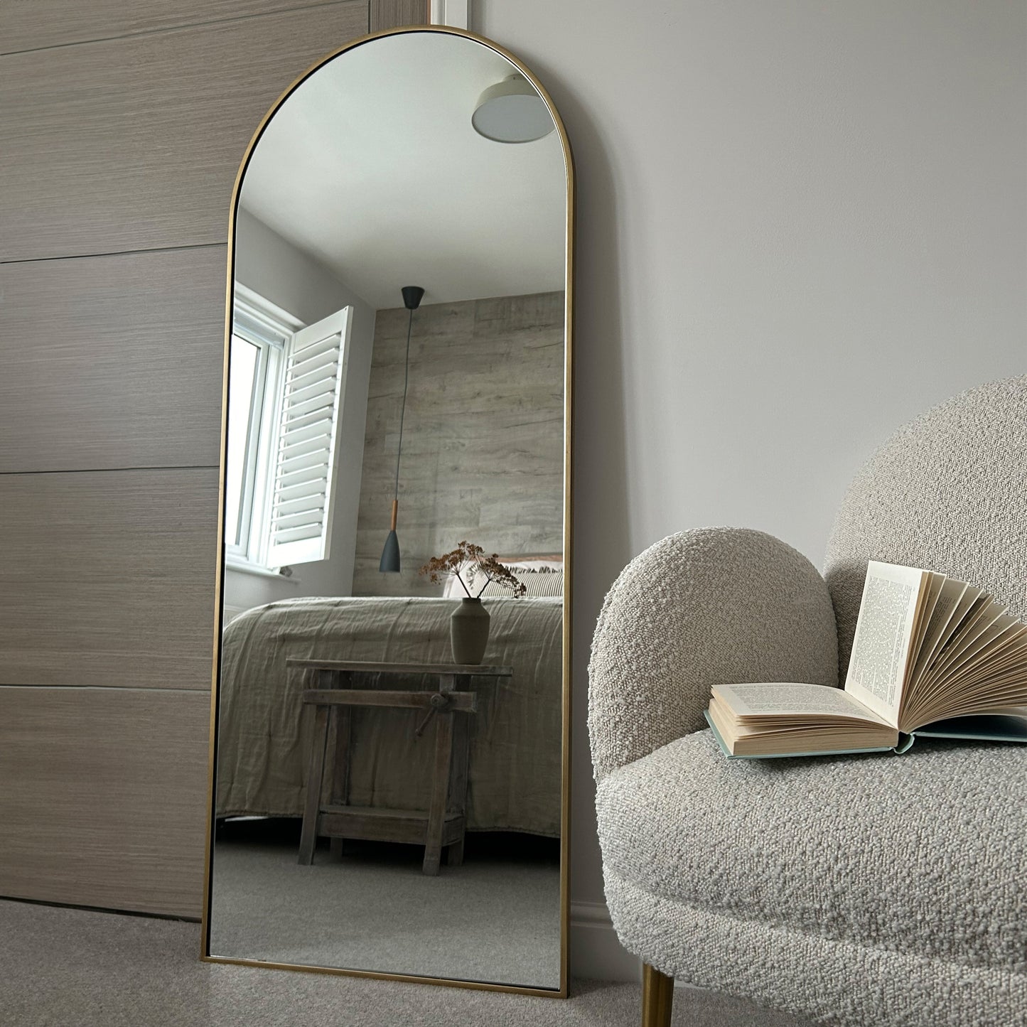 Liberty - Miroir Métallique Arqué Grand Pleine Longueur Or 160cm x 60cm