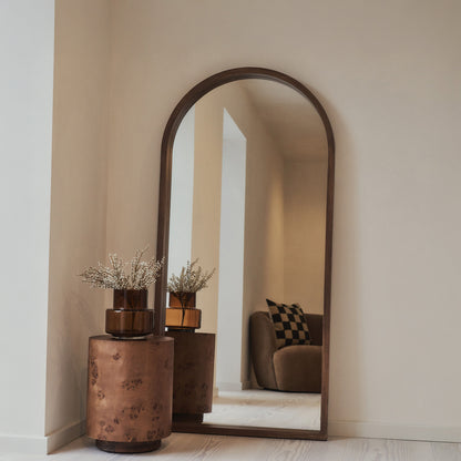 Lilia - Miroir en bois foncé plein pied arche 170cm x 80cm