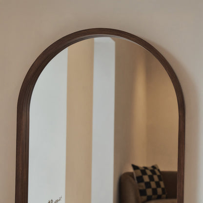 Lilia - Miroir en bois foncé plein pied arche 170cm x 80cm