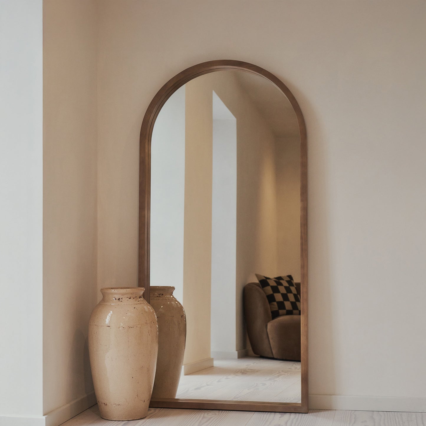 Lilia - Miroir en bois chaud plein pied arche 170cm x 80cm