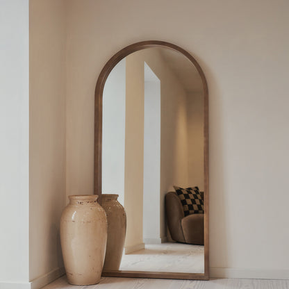 Lilia - Miroir en bois chaud plein pied arche 170cm x 80cm