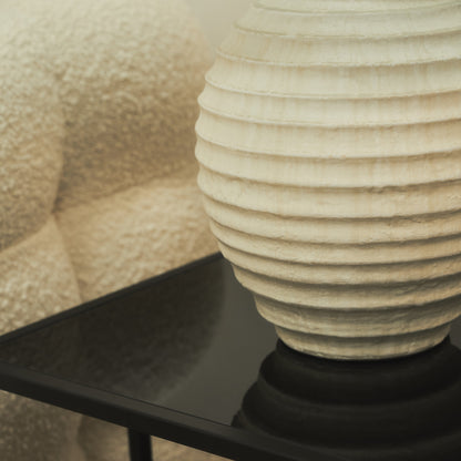 Linosa - Lampe de table avec abat-jour cylindrique en céramique texturée pierre