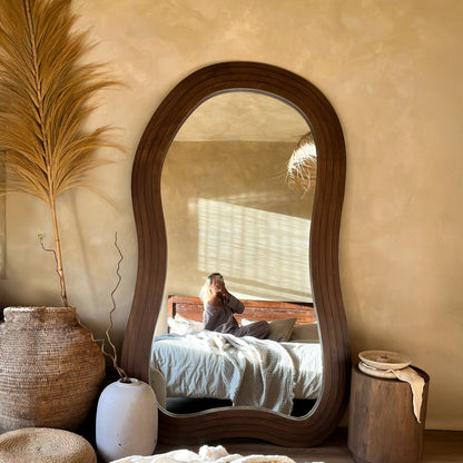 Luciana - Miroir Extra Large Pleine Longueur Bois Foncé Irregular 200cm x 115cm