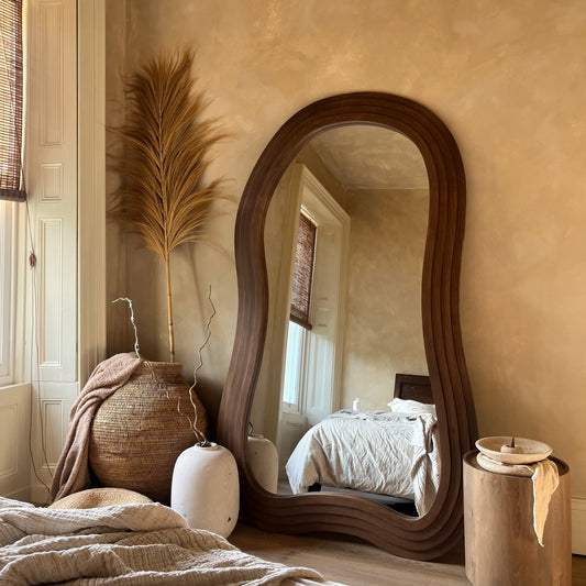 Luciana - Miroir Extra Large Pleine Longueur Bois Foncé Irregular 200cm x 115cm