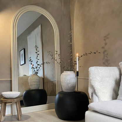 Luciano - Grand miroir en béton plein longueur totale cintré 180cm x 90cm