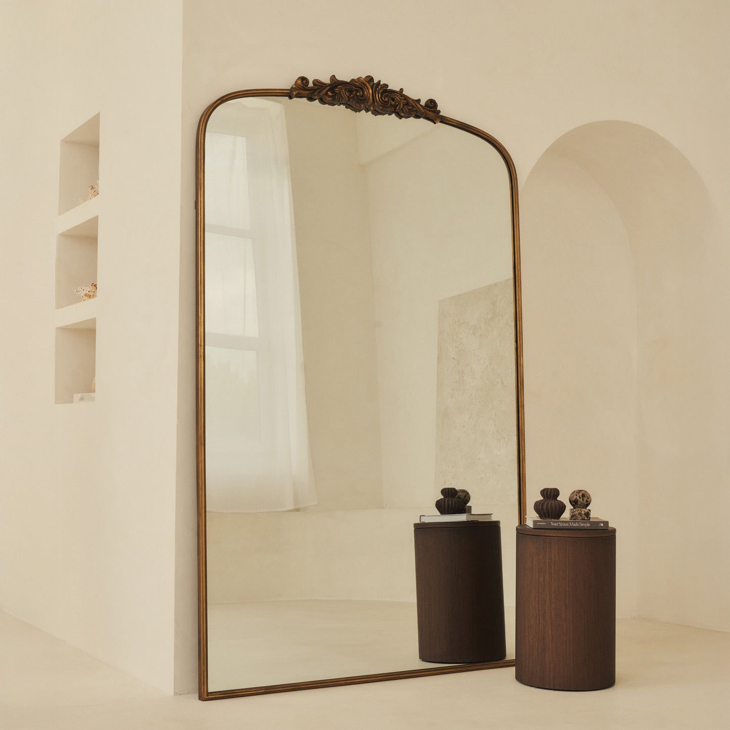 Amelia - Miroir Métallique Arqué Doré Pleine Longueur 200cm x 120cm