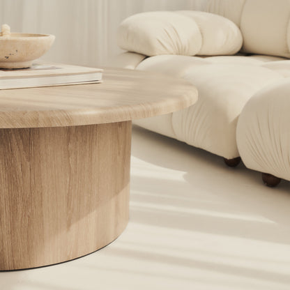 Madison - Grande Table Basse Ronde en Bois Lavé