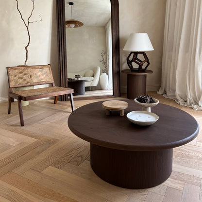 Madison - Grande table basse ronde en bois foncé