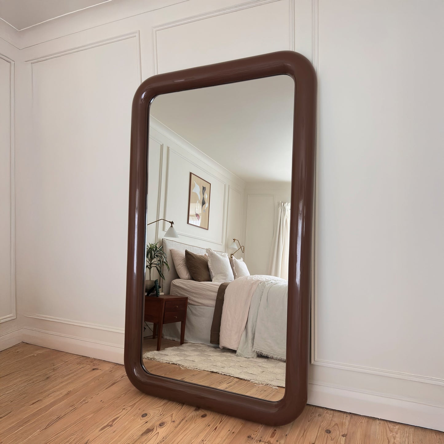 Obsidienne - Miroir Rectangulaire Pleine Longueur Extra Large 200cm x 120cm Finition Chocolat Brillant