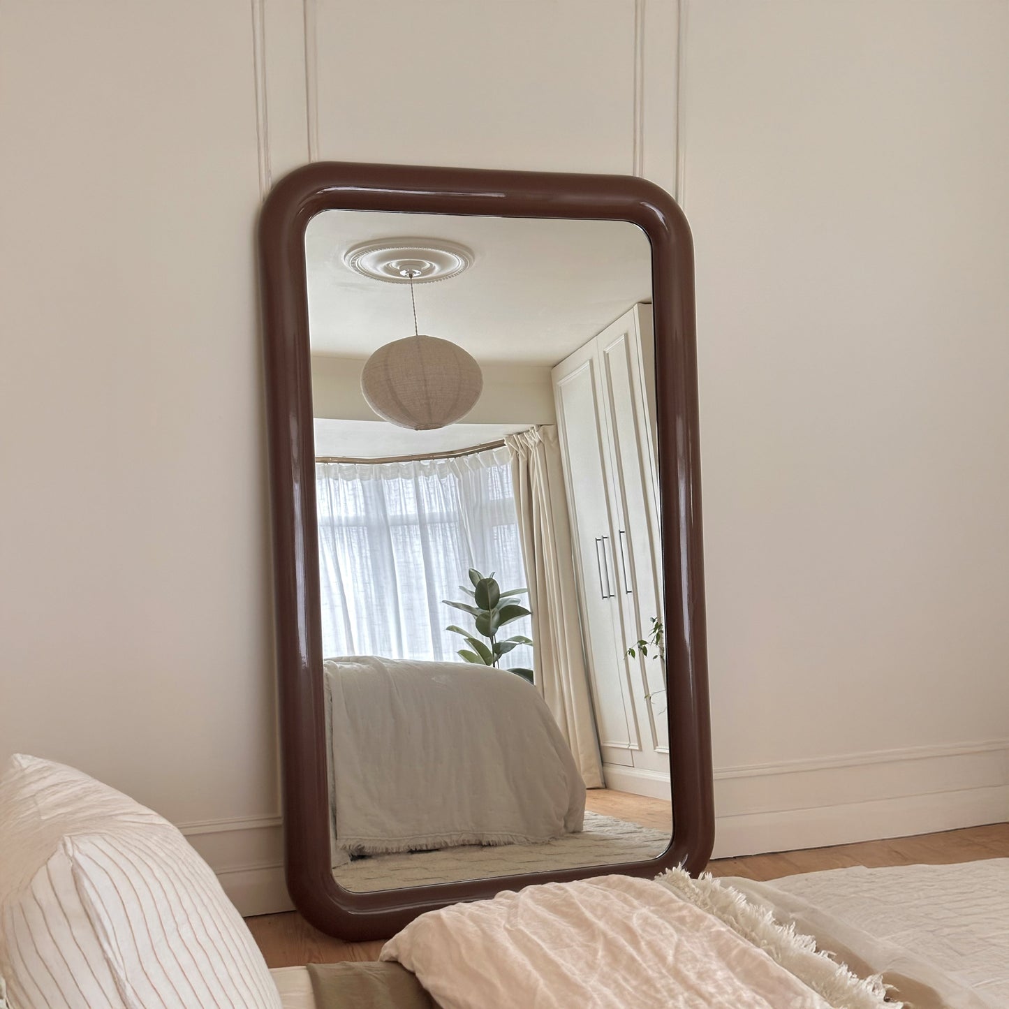 Obsidienne - Miroir Rectangulaire Pleine Longueur Extra Large 200cm x 120cm Finition Chocolat Brillant