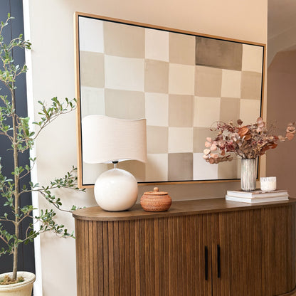 Olera - Lampe de Table à Abat-jour Ondulé en Céramique Gloss Ivoire