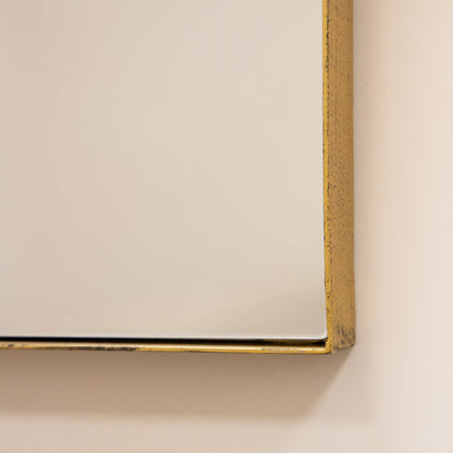 Theo - Grand miroir mural rectangulaire en métal doré 120 cm x 90 cm