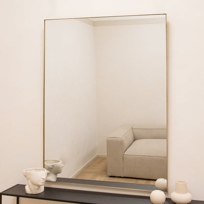 Theo - Grand miroir mural rectangulaire en métal doré 120 cm x 90 cm