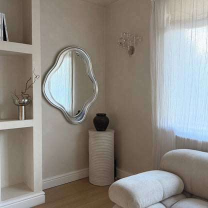 Riva - Miroir irrégulier en forme d'étang brossé chrome 120cm x 90cm