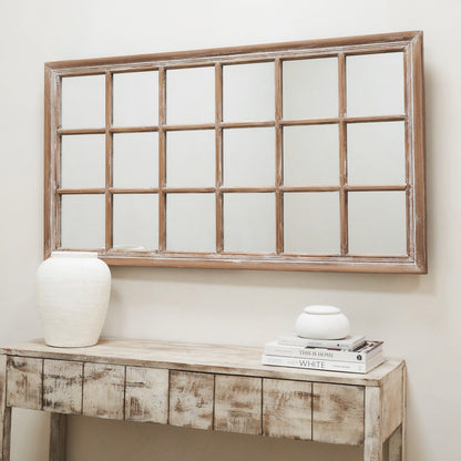 Sasha - Miroir Rectangulaire Fenêtre Shabby Chic Chêne 134cm x 70cm