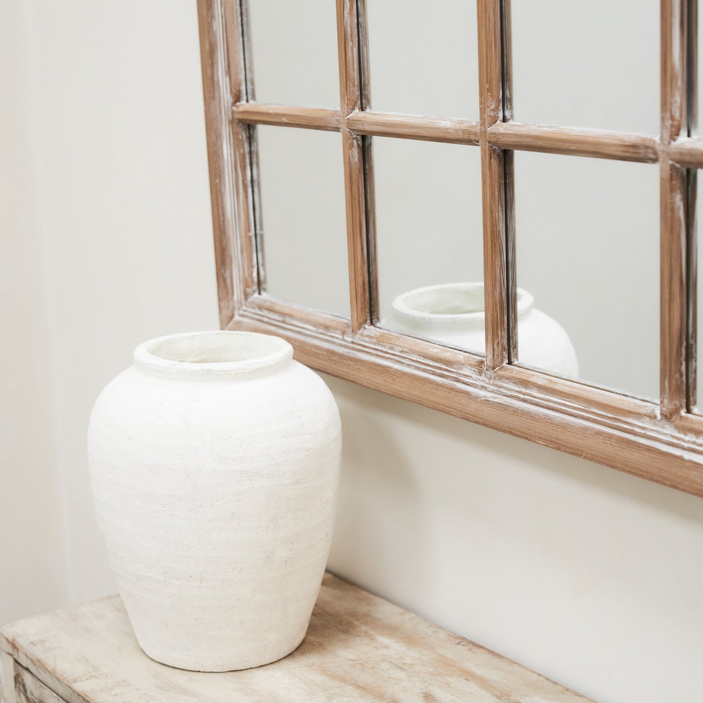 Sasha - Miroir Rectangulaire Fenêtre Shabby Chic Chêne 134cm x 70cm