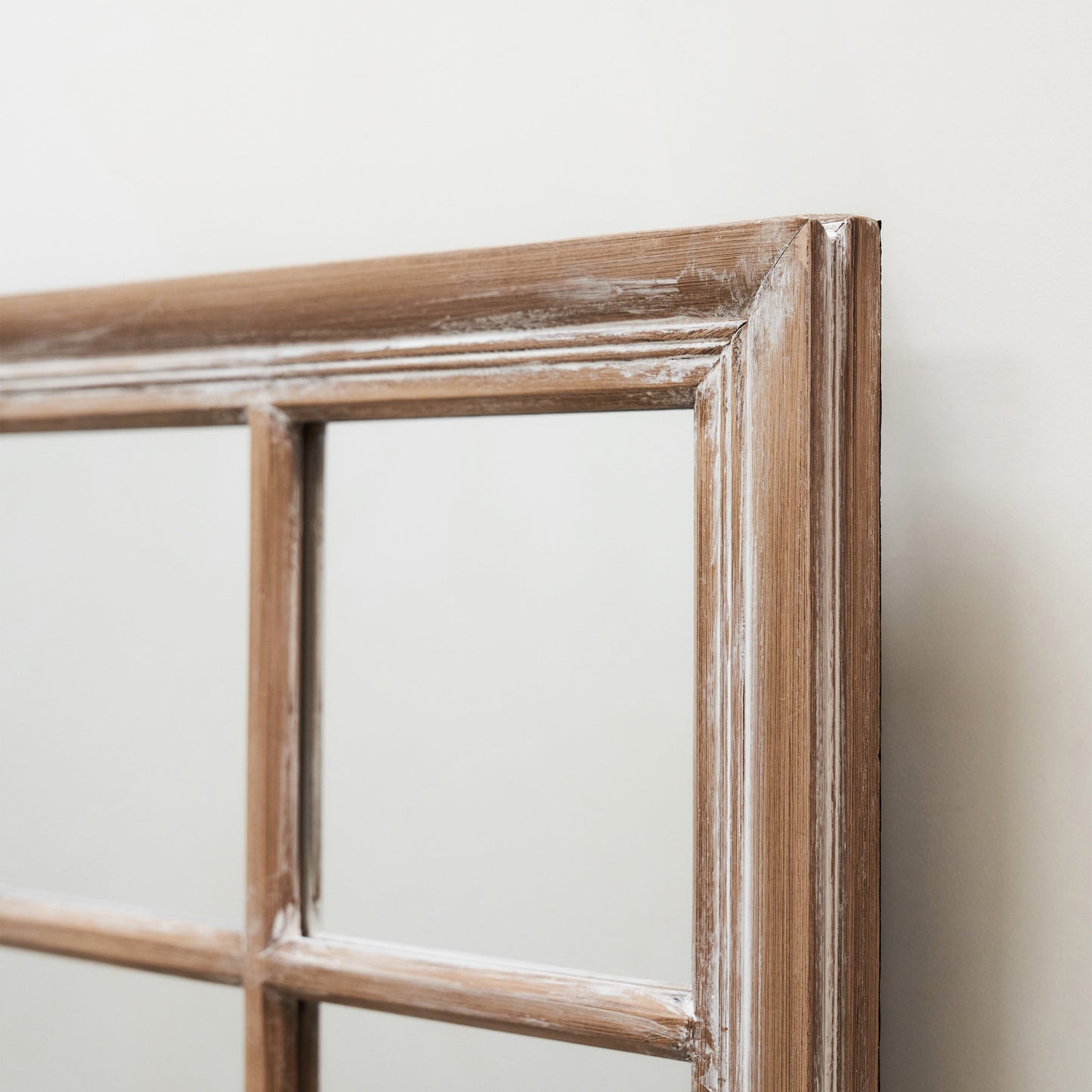 Sasha - Miroir Rectangulaire Fenêtre Shabby Chic Chêne 134cm x 70cm