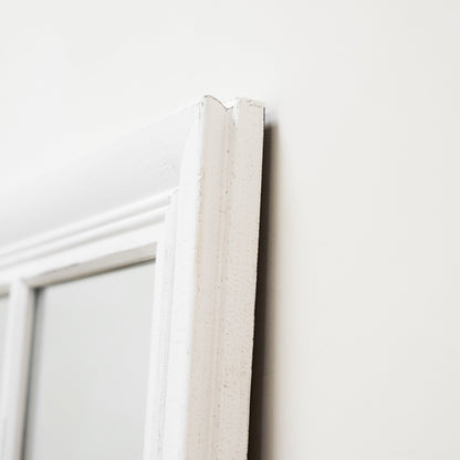 Sasha - Miroir de fenêtre shabby chic blanc pleine longueur 180 cm x 100 cm