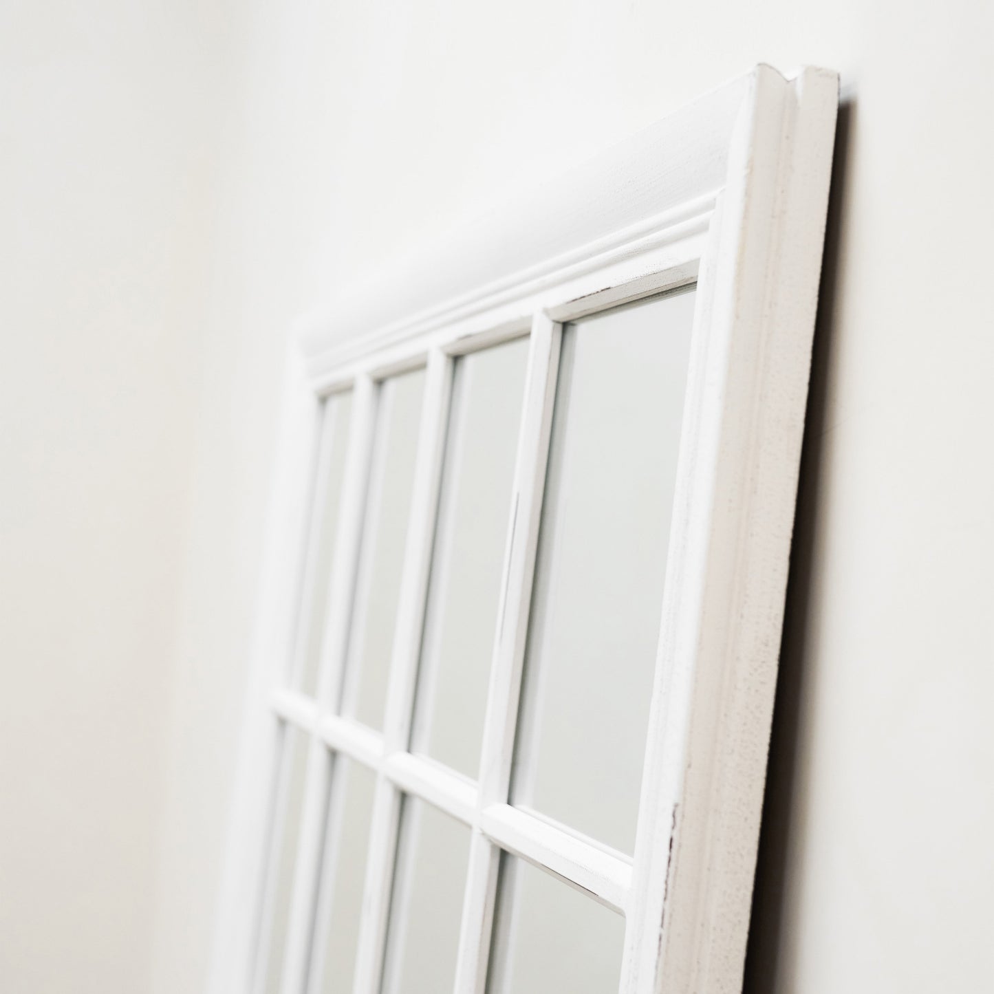 Sasha - Miroir de fenêtre shabby chic blanc pleine longueur 180 cm x 100 cm