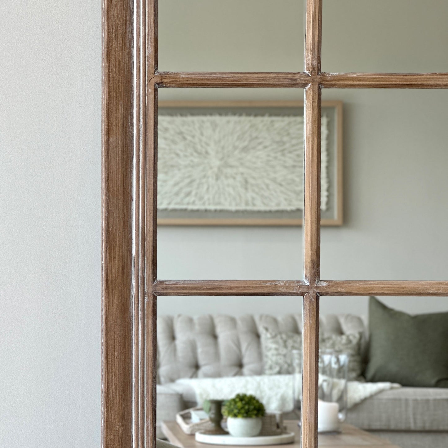 Sasha - Miroir de fenêtre pleine longueur chêne shabby chic 180cm x 100cm