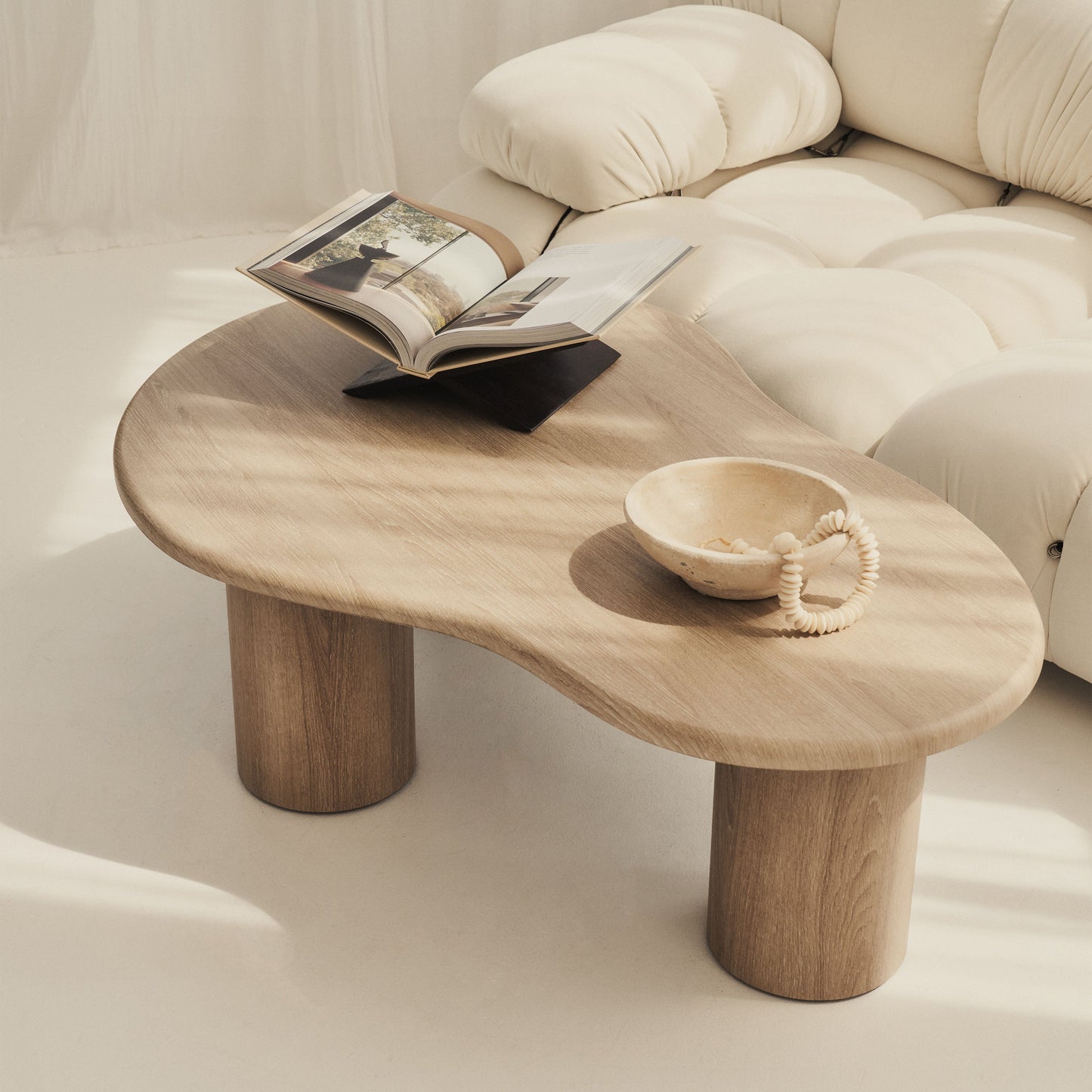 Savanna - Grande table basse en bois irrégulier lavé