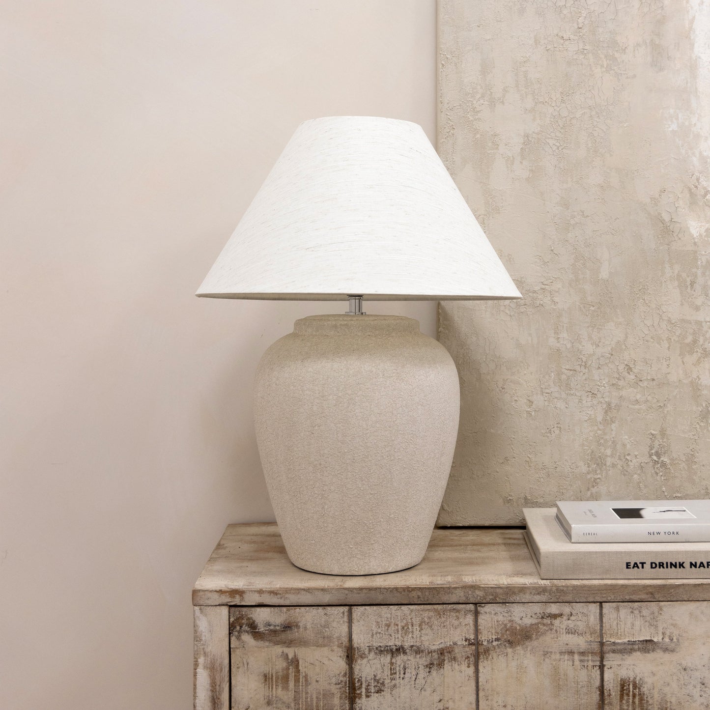 Sicile - Lampe de table avec abat-jour en céramique pierre Coolie