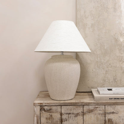 Sicile - Lampe de table avec abat-jour en céramique pierre Coolie