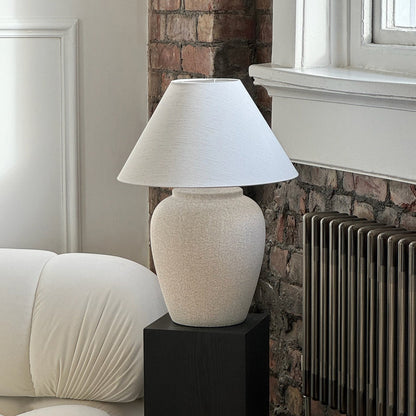 Sicile - Lampe de table avec abat-jour en céramique pierre Coolie