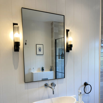 Theo - Miroir Mural Rectangulaire Métal Noir 90cm x 60cm