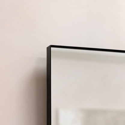 Theo - Grand miroir mural rectangulaire en métal noir 120cm x 90cm