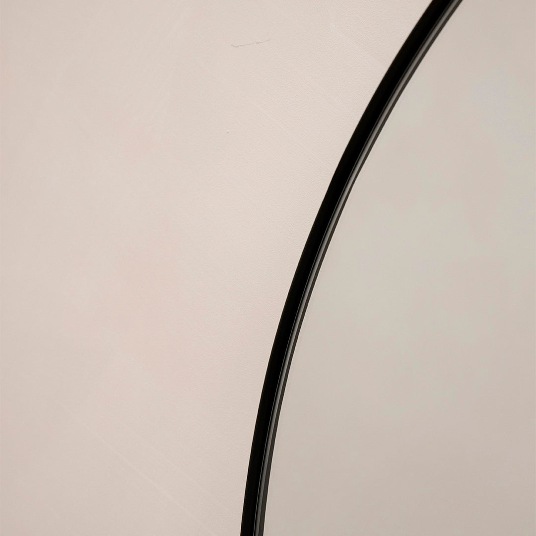 Theo - Miroir Métallique Noir Arqué Grand Pleine Longueur 180cm x 90cm