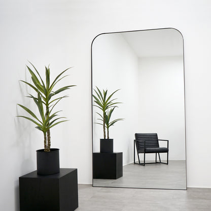 Theo - Miroir Extra Large Noir en Métal Courbé Pleine Longueur 200cm x 120cm